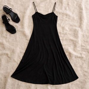 ✨ Black Slip Dress Spaghetti Strap Minimalist 90s CBK Style Size S
